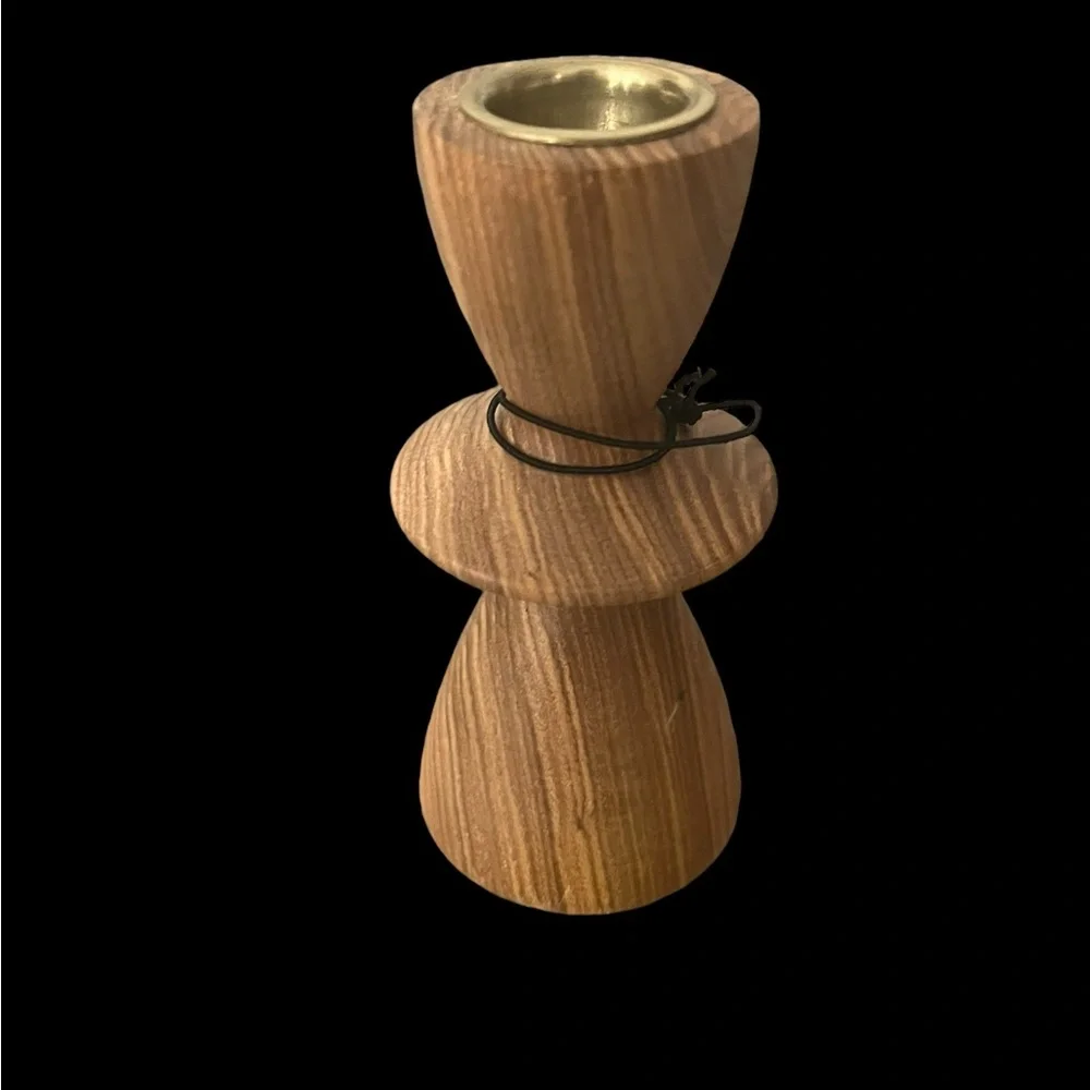 NWT West Elm Wood Taper Candle Stick Holder #2352 ~ Set of 2